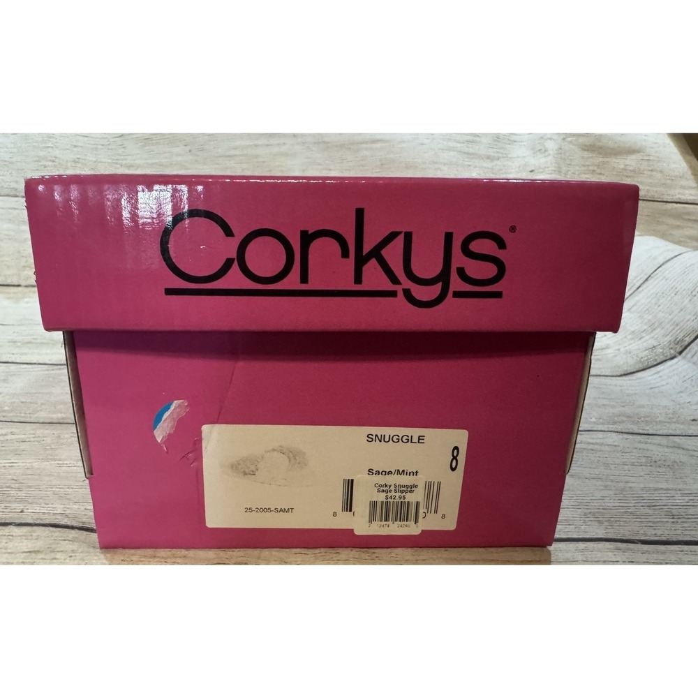 NEW Corkys Snuggle Sage Mint Sandals Slippers Slides Fuzzy Shoes Sz 8 NIB - Picture 7 of 7